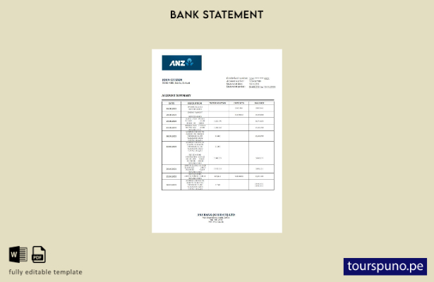 listo para imprimir plantilla de word   extracto bancario de Kiribati ANZ